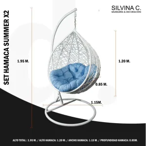Hamaca colgante Ratán blanca Tulúm (x2)- SILVINA C 4