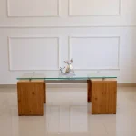 Mesa ratona madera vidrio Ártico