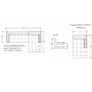 Medidas Sillón esquinero Moderno Capitoné Buenos Aires - SILVINA C
