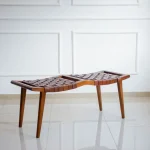 Pie de cama madera Cuero Deck