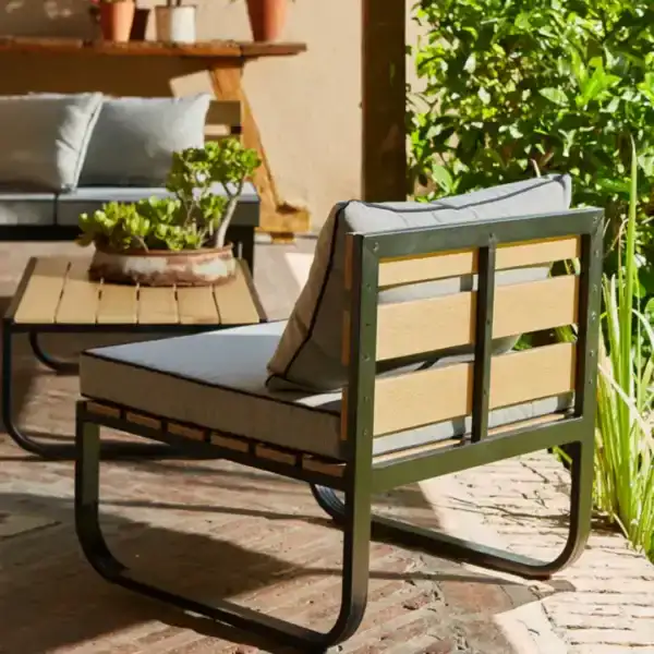 Juego Set Exterior Sillones Jardín madera Metal Colón - SILVINA C 1