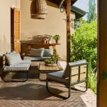 Juego Set Exterior Sillones Jardín Madera Metal Colón