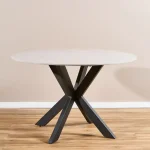 Mesa Comedor Redonda Moderna Hierro Blanca Mark