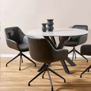 Mesa comedor redonda Moderna hierro blanca Mark - SILVINA C 4