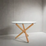 Mesa Redonda Comedor Nórdica Metal Vidrio Blen