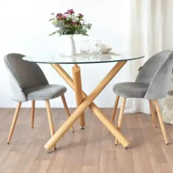 Mesa redonda comedor Nórdica metal vidrio Blen - SILVINA C 3