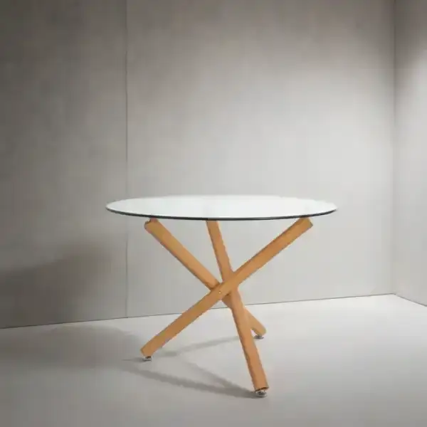 Mesa redonda comedor Nórdica metal vidrio Blen - SILVINA C