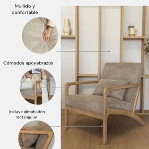 Sillón 1 Cuerpo Individual Nórdico Madera Bee - SILVINA C 19