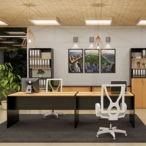 Escritorio PC oficina Moderno Melamina 4 cajones Gan (1)