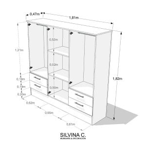 Placard Melamina 6 puertas Moderno 1,80 Joe - SILVINA C (4)