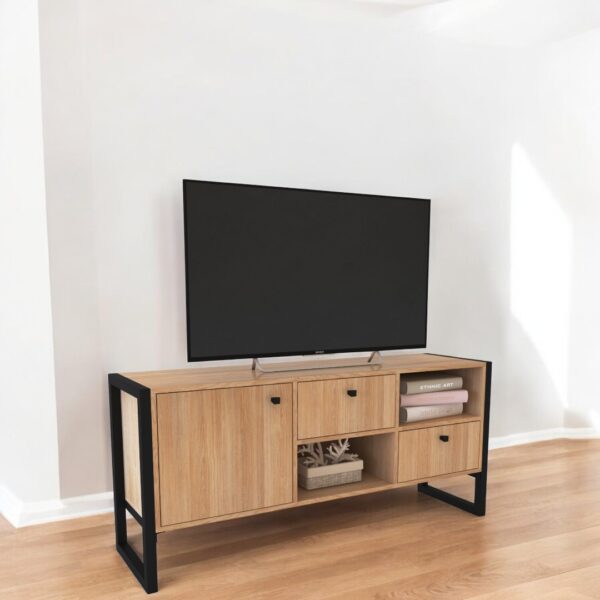 Rack tv Industrial hierro Melamina 1,30 Rodeo - SILVINA C (1)