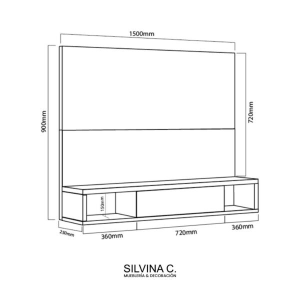 Rack tv flotante panel Melamina 150 Loar - SILVINA C (1)