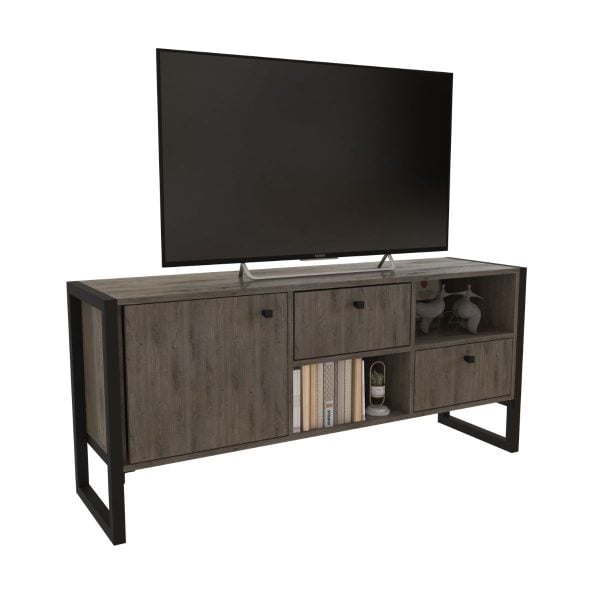 Rack tv Industrial hierro Melamina 1,30 Rodeo - Imagen 3