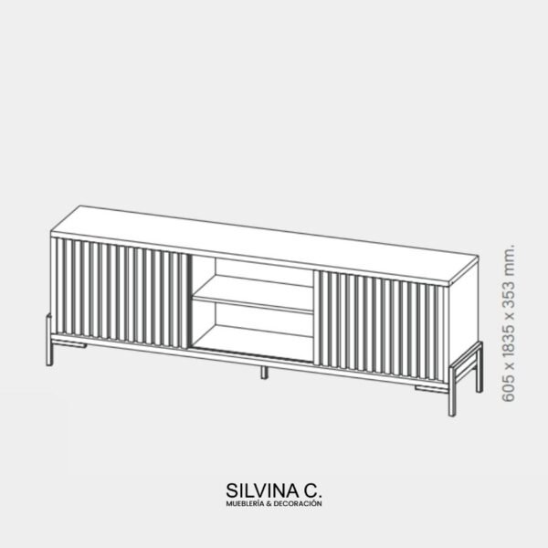 Rack tv varillado Nórdico Melamina 1,80 Rena - SILVINA C (15)