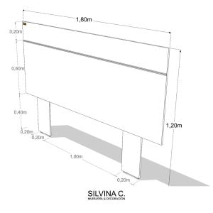 Respaldo cama Moderno Melamina 2 plazas Drag - SILVINA C (8)