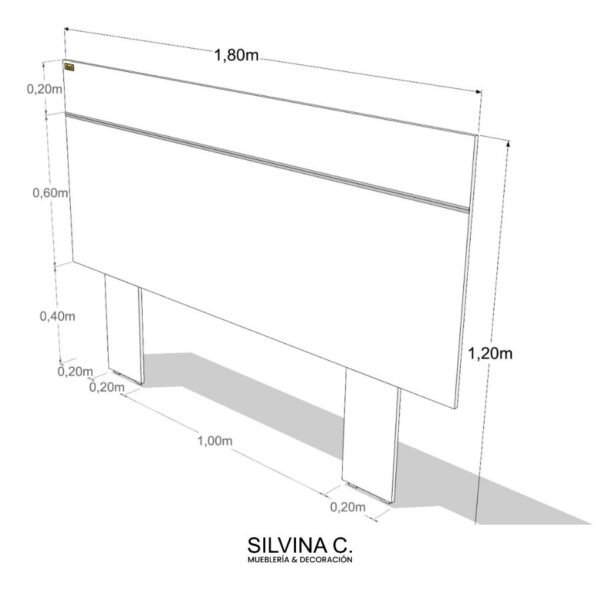Respaldo cama Moderno Melamina 2 plazas Drag - SILVINA C (8)