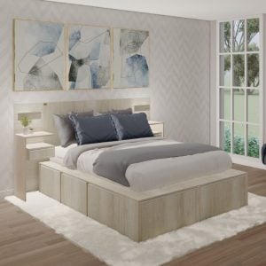 Respaldo cama Moderno con Mesas luz Led Melamina Day - SILVINA C (4)