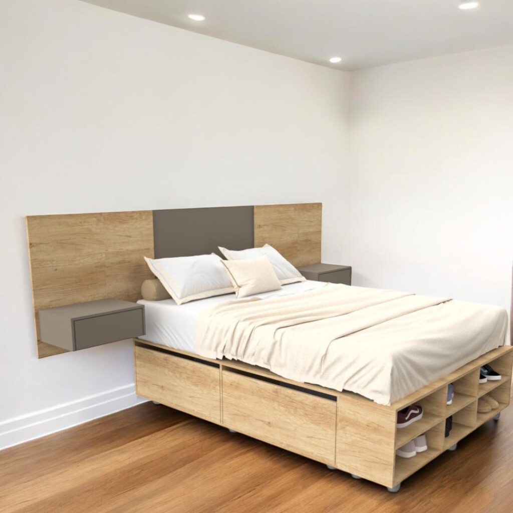 Respaldo cama flotante con mesas luz extensible Noc - SILVINA C (1)