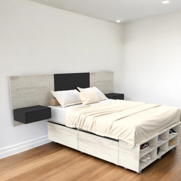 Respaldo cama flotante con mesas luz extensible Noc - SILVINA C (2)