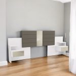 Respaldo cama flotante con mesas luz regulable Pane