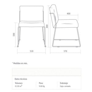 Silla tapizada Moderna cromada baja Inter - SILVINA C 64 (4)