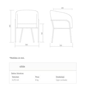Sillón apoyabrazos puntera tapizado Moderno Carra - SILVINA C (7)