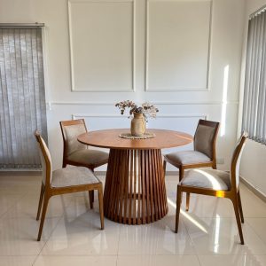Mesa redonda comedor varillada madera Brasilia - SILVINA C (1)