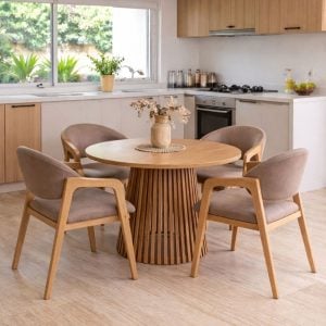 Mesa redonda comedor varillada madera Brasilia - SILVINA C 111