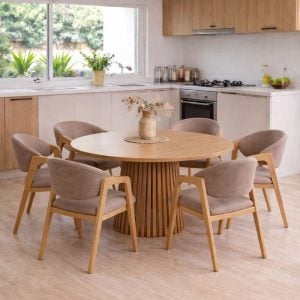 Mesa redonda comedor varillada madera Brasilia - SILVINA C 212