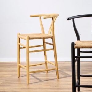 Banqueta alta madera Ratán Nórdica Wishbone - SILVINA C (6)