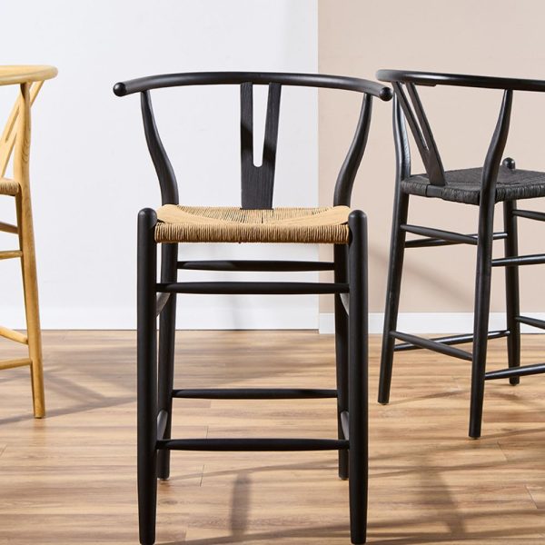 Banqueta alta madera Ratán Nórdica Wishbone - SILVINA C (7)