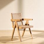 Sillón puntera apoyabrazos madera esterilla Jade