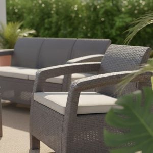 Juego jardín Simil ratán living exterior Cory - SILVINA C 1