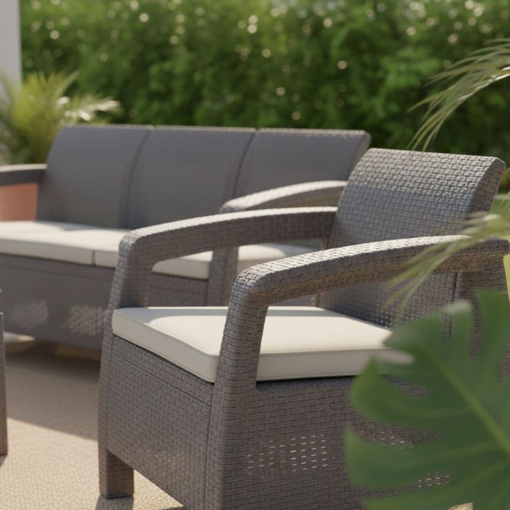 Juego jardín Simil ratán living exterior Cory - SILVINA C 1