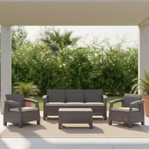 Juego jardín Simil ratán living exterior Cory - SILVINA C