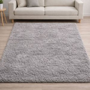 Alfombra Gris grande Shaggy Moly - SILVINA C (1)