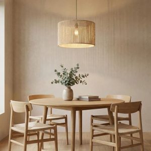 Lampara colgante redonda Rústica Algodón 35cm Kenia - SILVINA C (1)