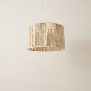 Lampara colgante redonda Rústica Algodón 35cm Kenia - SILVINA C (2)