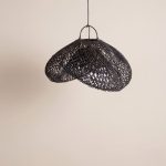 Lampara colgante techo Ratán Rústica Negra Lima
