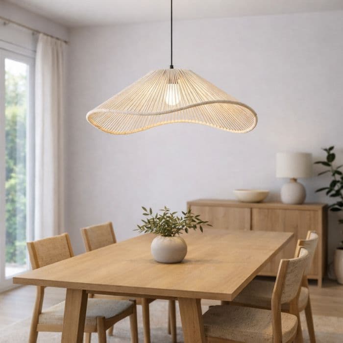 Lampara colgante techo redonda Algodon 60cm Almida - SILVINA C (3) Lampara colgante techo redonda Algodon 60cm Almida - SILVINA C (3)