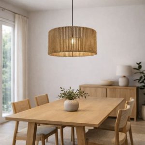 Lampara colgante techo redonda Rústica Yute 35cm Kenia - SILVINA C (1)