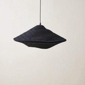 Lampara pantalla colgante fibra Seagrass negra Malva - SILVINA C (4)