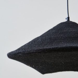 Lampara pantalla colgante fibra Seagrass negra Malva - SILVINA C (5)