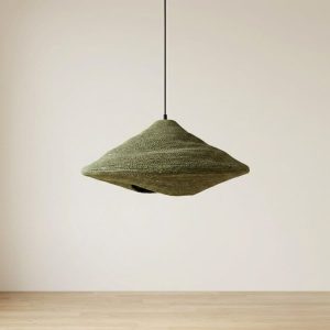 Lampara techo colgante fibra Seagrass verde Malva - SILVINA C (2)