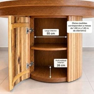 Medidas Mesa redonda extensible madera varillada Nativa - SILVINA C 313