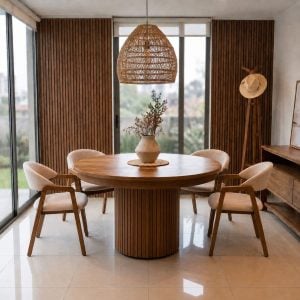 Mesa redonda extensible madera varillada Nativa - SILVINA C 1219 (1)