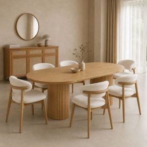 Mesa redonda extensible madera varillada Nativa - SILVINA C 12553