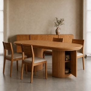 Mesa redonda extensible madera varillada Nativa - SILVINA C 2341