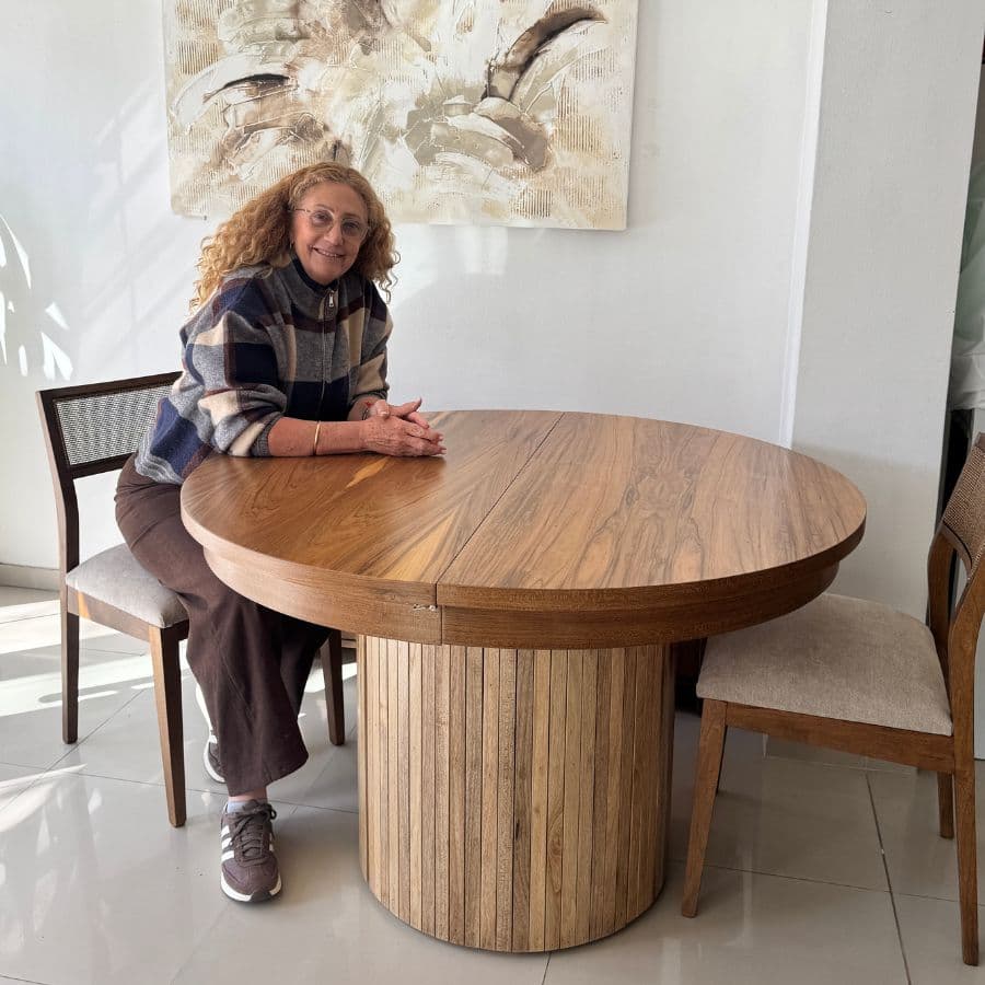 Mesa redonda extensible madera varillada Nativa - SILVINA C 23415 Mesa redonda extensible madera varillada Nativa - SILVINA C 23415