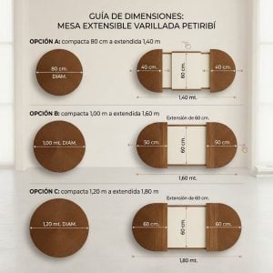 Mesa redonda extensible madera varillada Nativa - SILVINA C 3